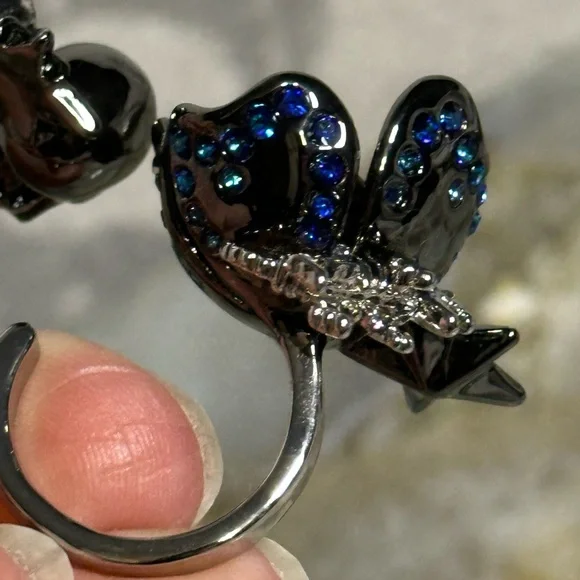 AUTHENTIC COACH double finger ring M/L skull rexy tearose star pyramid b… - Picture 7 of 16